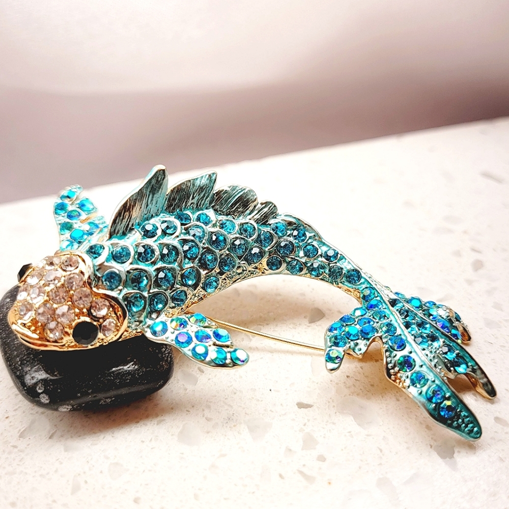 Koi Fish Brooch Pin Pendant Necklace NWT